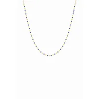 collier naturelle acier doré 1 rang et perles miyuki bleues marines