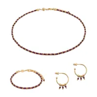 collier, bracelet et boucles d'oreilles karia en pierres grenat