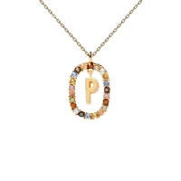 pdpaola collier en argent plaqué or - lettre p - co01-275-u