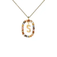 pdpaola collier en argent plaqué or - lettre s - co01-278-u