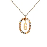 pdpaola collier en argent plaqué or - lettre g - co01-266-u