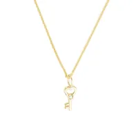 collier or jaune 375/1000  "clef du cadenas coeur"  zirconium