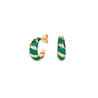 boucles d'oreilles rosefield "emerald croissant hoops gold" acier doré  - jeecg-j717