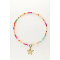 collier avec des perles multicolores et charmétoile de mer | my jewellery
