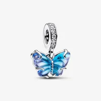 charm pendant papillon en verre de murano bleu