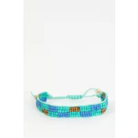 bracelet en perles avec motif carreaux - bleu