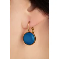 boucles d'oreilles plaquées or dot en bleu grec