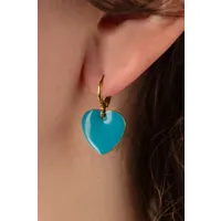 boucles d'oreilles coeur en turquoise