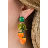 boucles d'oreilles strawberry en orange et vert