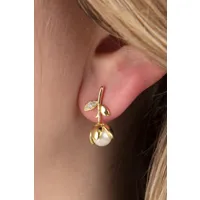 boucles d'oreilles white rose en doré