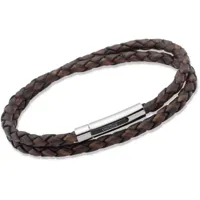 bijoux unisexe unique & co antique dark brown leather bracelet b171adb/21cm